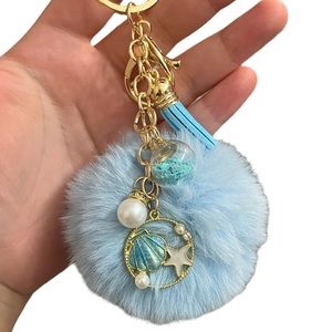 Hand crafted light blue bag charm/keychain